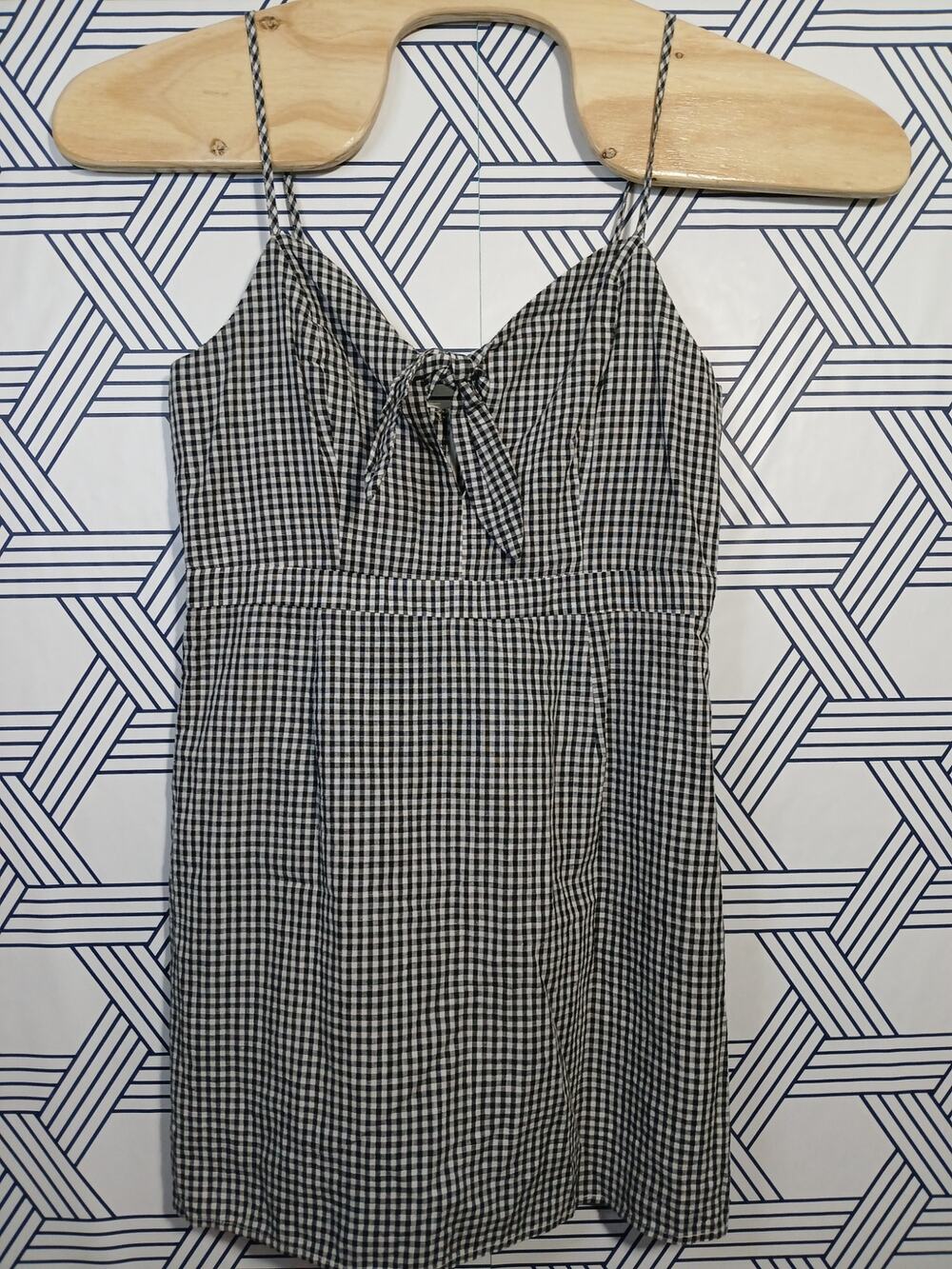 Lulus Black White Gingham Halter Mini Dress Cottage Picnic Dress